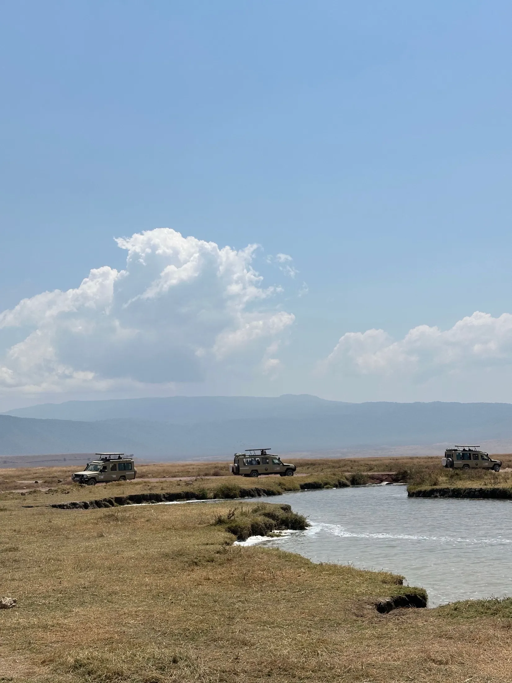 A private safari crossing the Ngorongoro Crater
